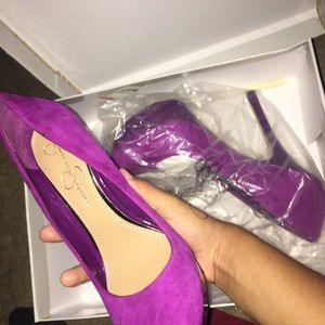 Purple suede heels